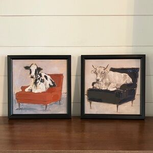 Cow Art Prints in Black Frames
